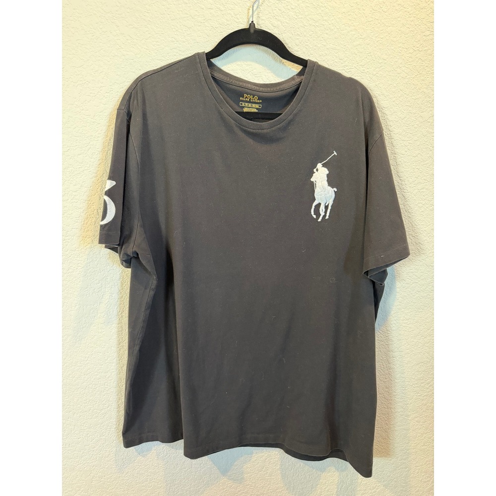 Polo Ralph Lauren Mens XL Black Big Pony Embroidered T Shirt Short Sleeve Crew